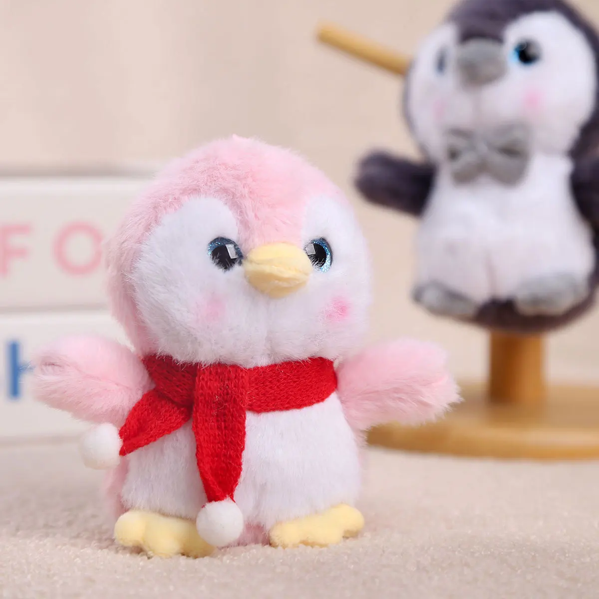 الكرتون أنيمي أفخم دمية قلادة البطريق المفاتيح لطيف محاكاة لينة أفخم محشوة الحيوان على ظهره الديكور لطيف هدية