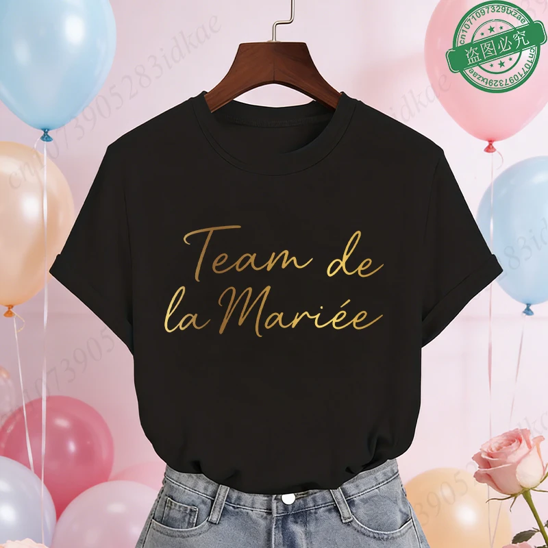 French EVJF Bachelorette Party T-shirt Future Bride Team Blouses Women O Neck Short Sleeve Casual Tops Bridal Shower Wedding Tee