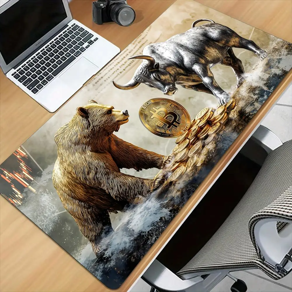 Bitcoin Trading Market Mouse Pad Desk Mat with Stitched Edge Non-Slip Gaming Mats PC Accessories Keyboard Desk Pad Mauspad