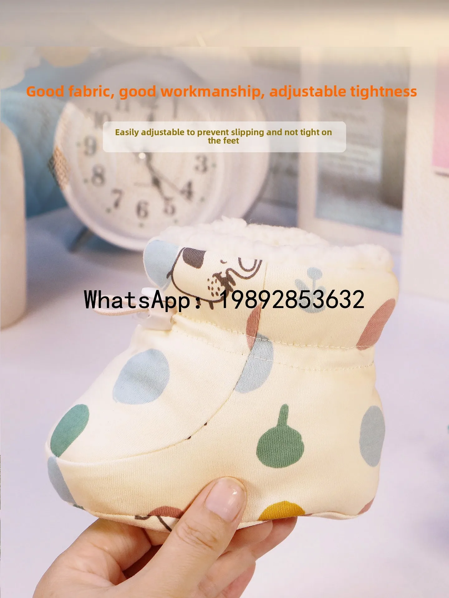 أحذية قطنية للرضع حديثي الولادة دافئة وسميكة وناعمة بغطاء للقدم #3
