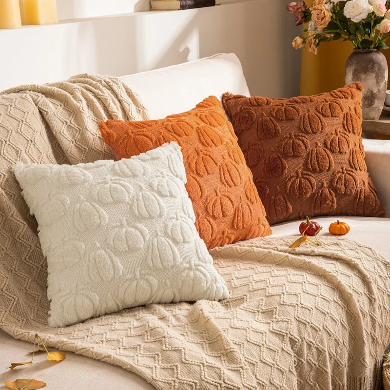 2025 Zucca Peluche Coperture per Cuscini Soggiorno Divano Ricamato Artigianato Divano Federa per Cuscini Cuscino Testa del Letto Coperture per Cuscini Decor