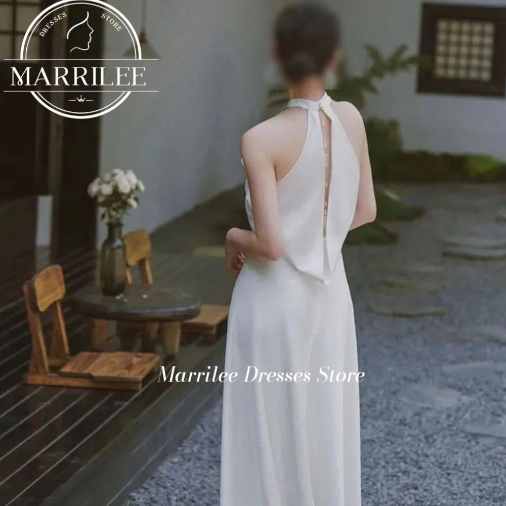 MABCH LEE-Robe de Mariée Élégante à Dos auxpour Femme, Tenue à Col Licou, Patients, 2024