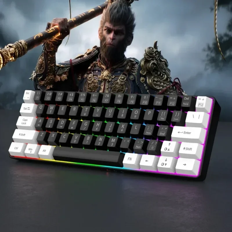 Imagem -04 - Teclado de Jogo com Fio Rgb Backlight Compacto Mini Teclado à Prova Impermeável Água Pequeno Compacto 61 Teclado para Jogadores pc Mac Mito Preto