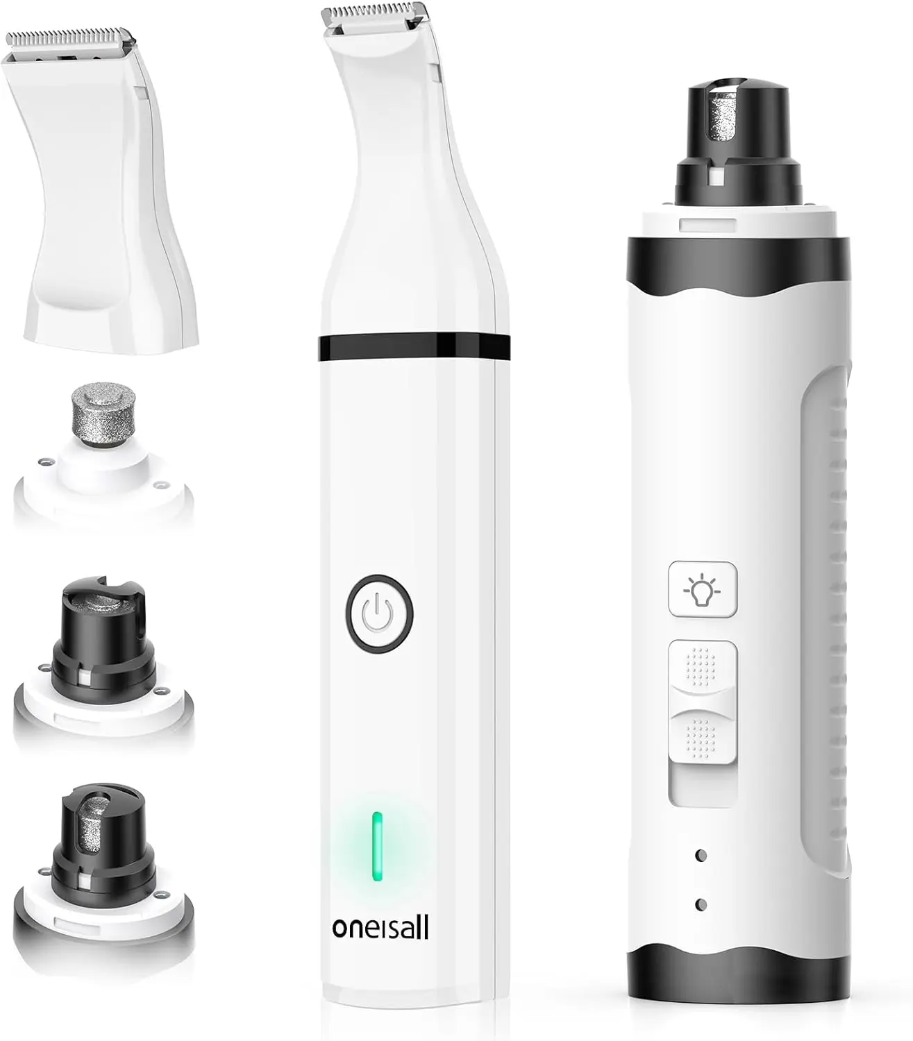 

Quiet Rechargeable Electric Pet Nail Grinder and Paw Trimmer Kit with LED Lights, Cordless Safe Clippers for Dog Grooming