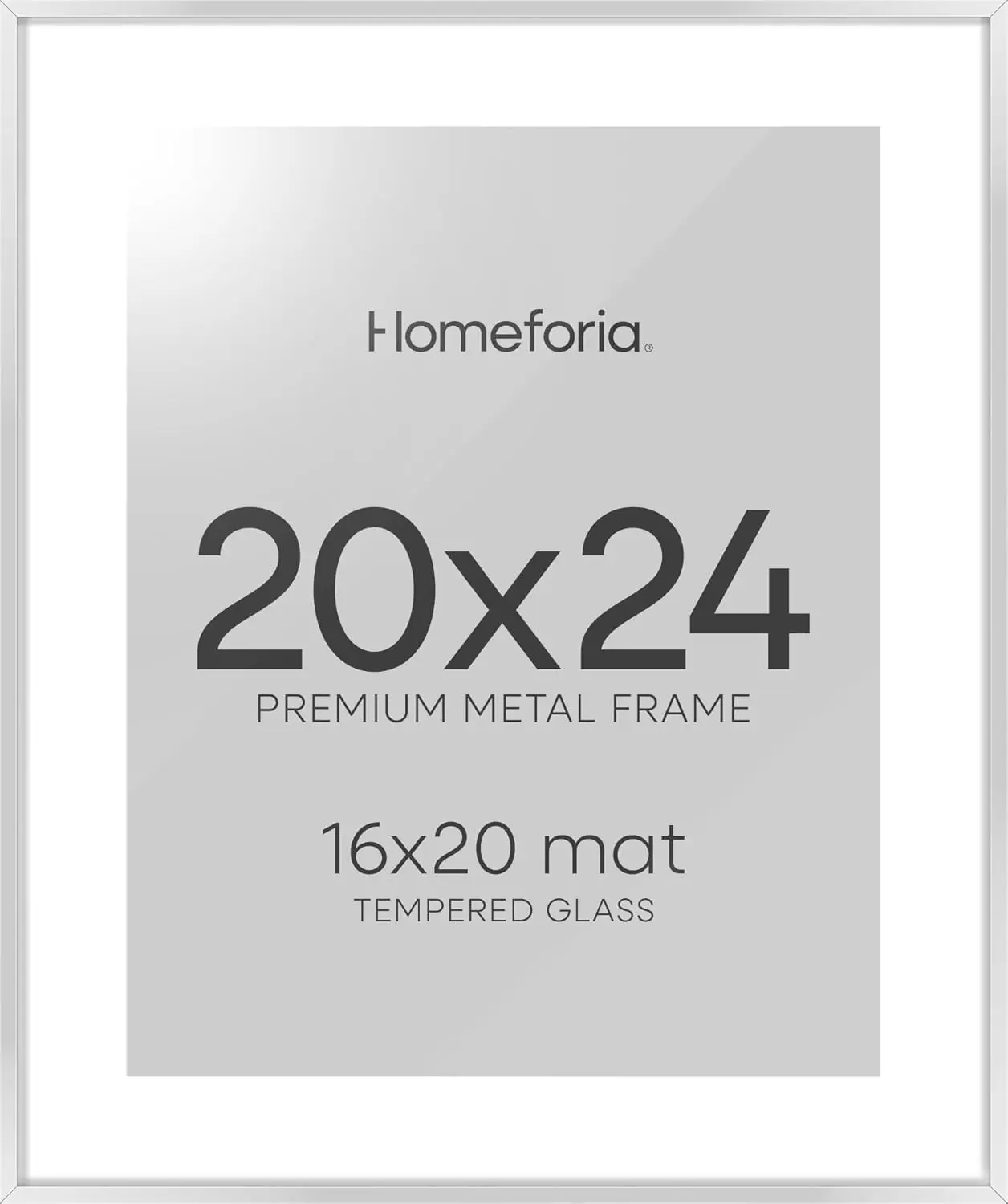 Silver Frame Matted to 16x20 - Metal 20 x 24 Picture Frames For Wall - Aluminum 20 by 24 Poster Frame - Tempered Glass