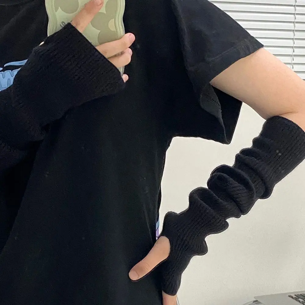 

Gloves Fingerless Gloves Warm Korean Gloves Half Finger Long Gloves Female Arm Warmers Wool Sleeve Cuff Knitted Arm Warmers