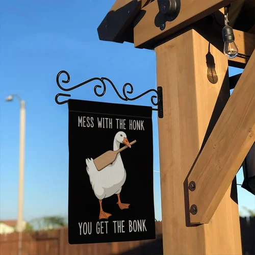 Mess With The Honk You Get The Bonk Garden Flag Funny Goose Yard Decor OOV IIC