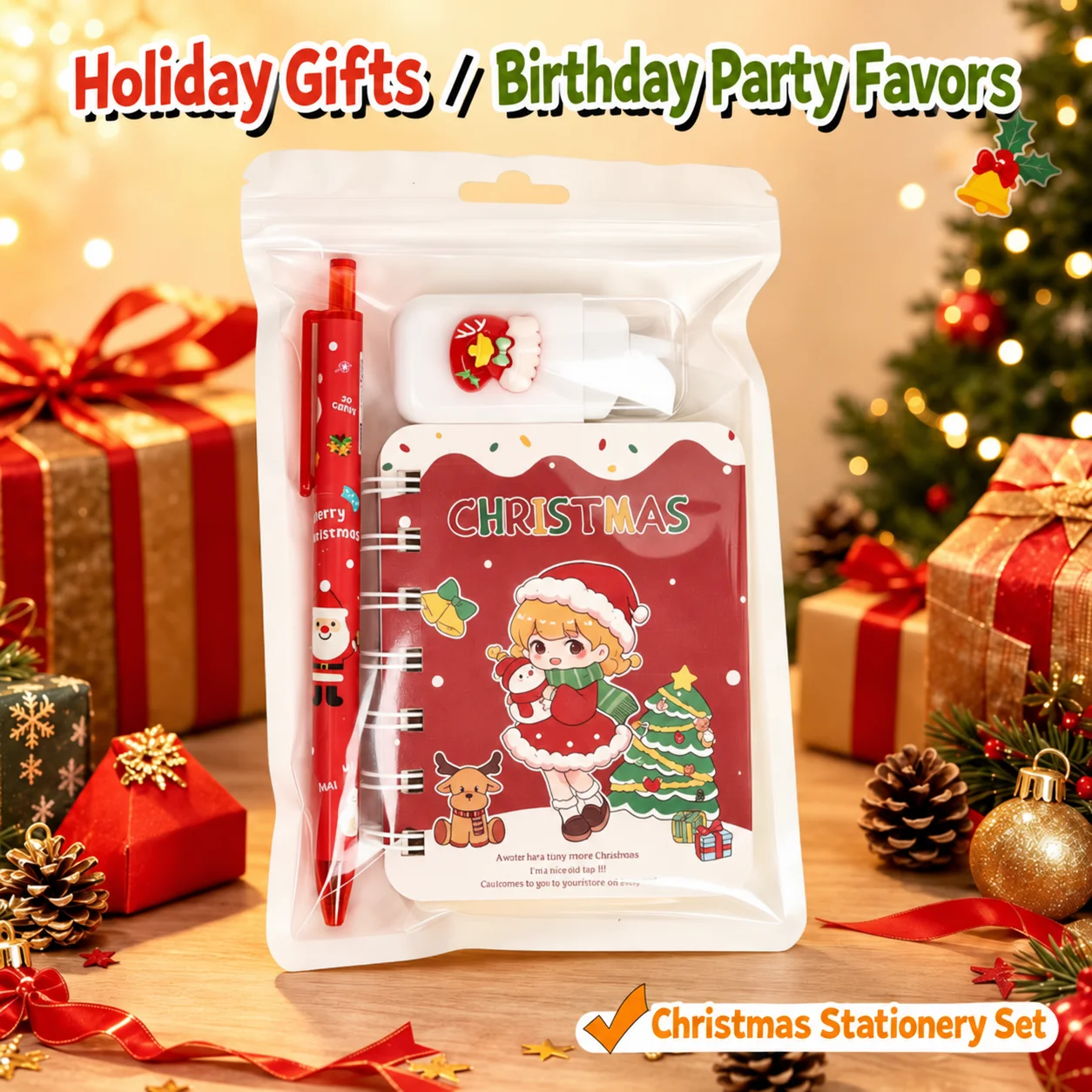  3pcs/Set Stationery Set Birthday Present Children Student Back To School Gift Study  Supplies Kawaii Kids Prize Gift