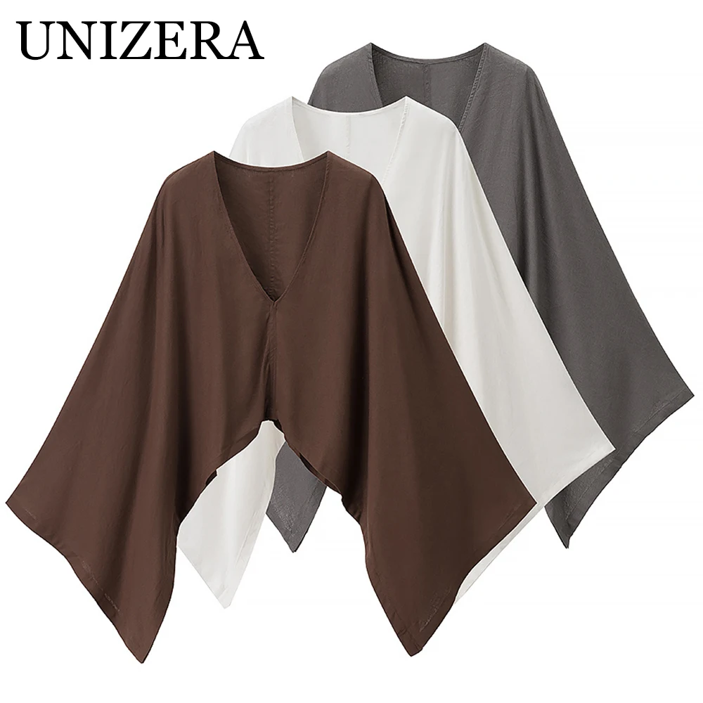

European and American style new irregular V-neck bat sleeve loose fitting pullover shirt short top for women