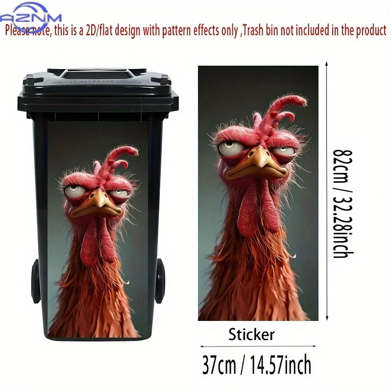 1pc 2D Flat Self Adhesive Garbage Bin Decal, Cute Pet Design Trash Can Sticker, Removable Decor Sticker for Household Waste Buck