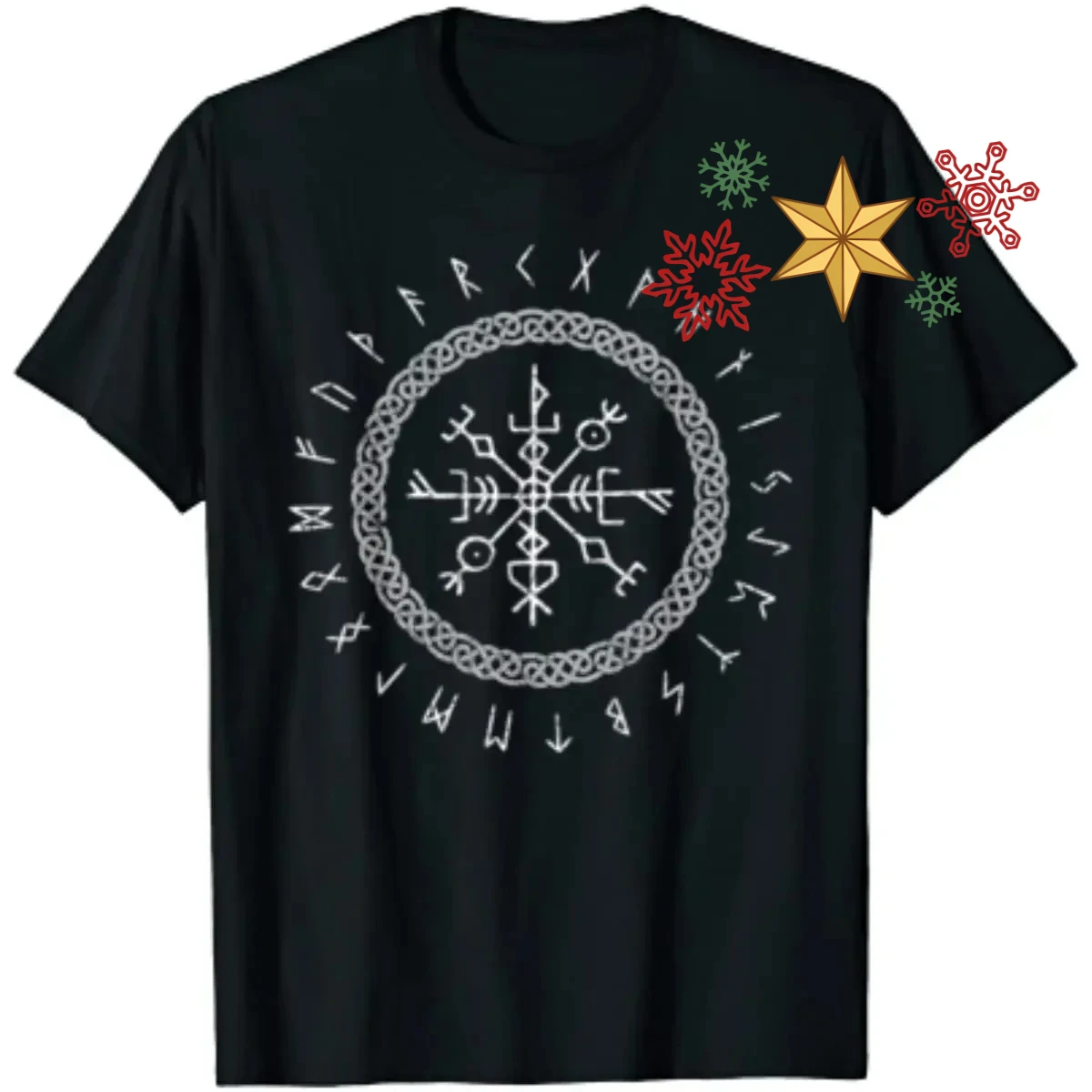 Vintage Compass Symbol Nordic Vegvisir Rune T-Shirt 100% Cotton O-Neck Summer Short Sleeve Casual Mens T-shirt Size S-3XL
