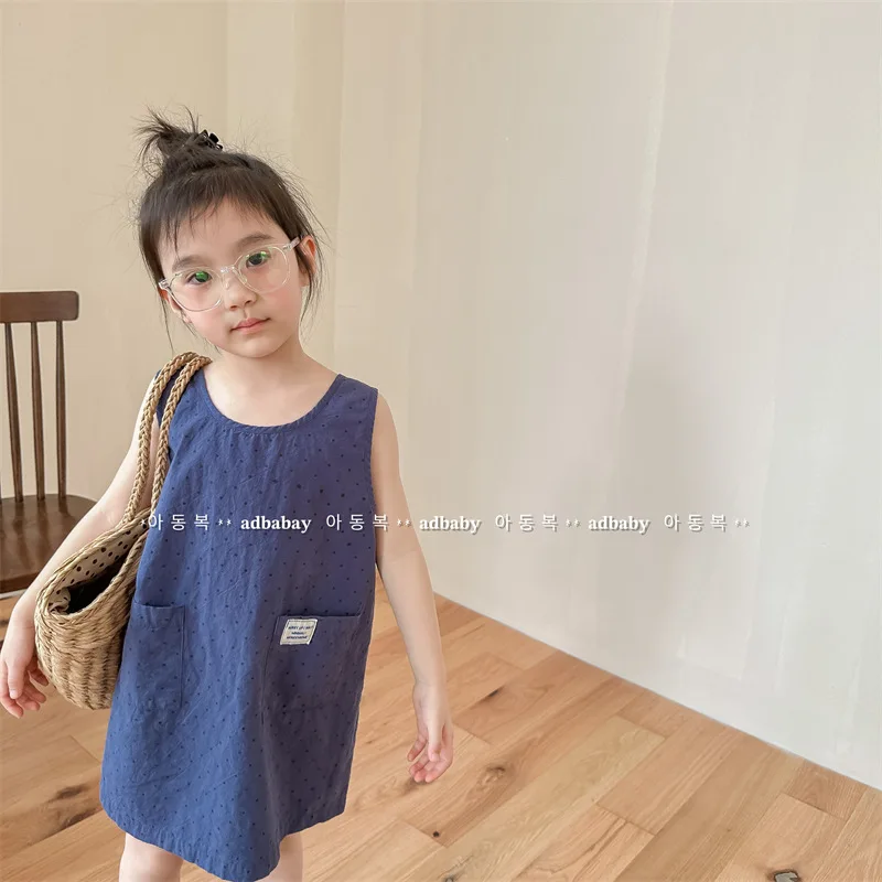 

Baby Girls Cotton Linen Dress 2025 Summer Toddler Girl Sleeveless Dresses Korean Style Children Sundress Kids One Piece Clothes