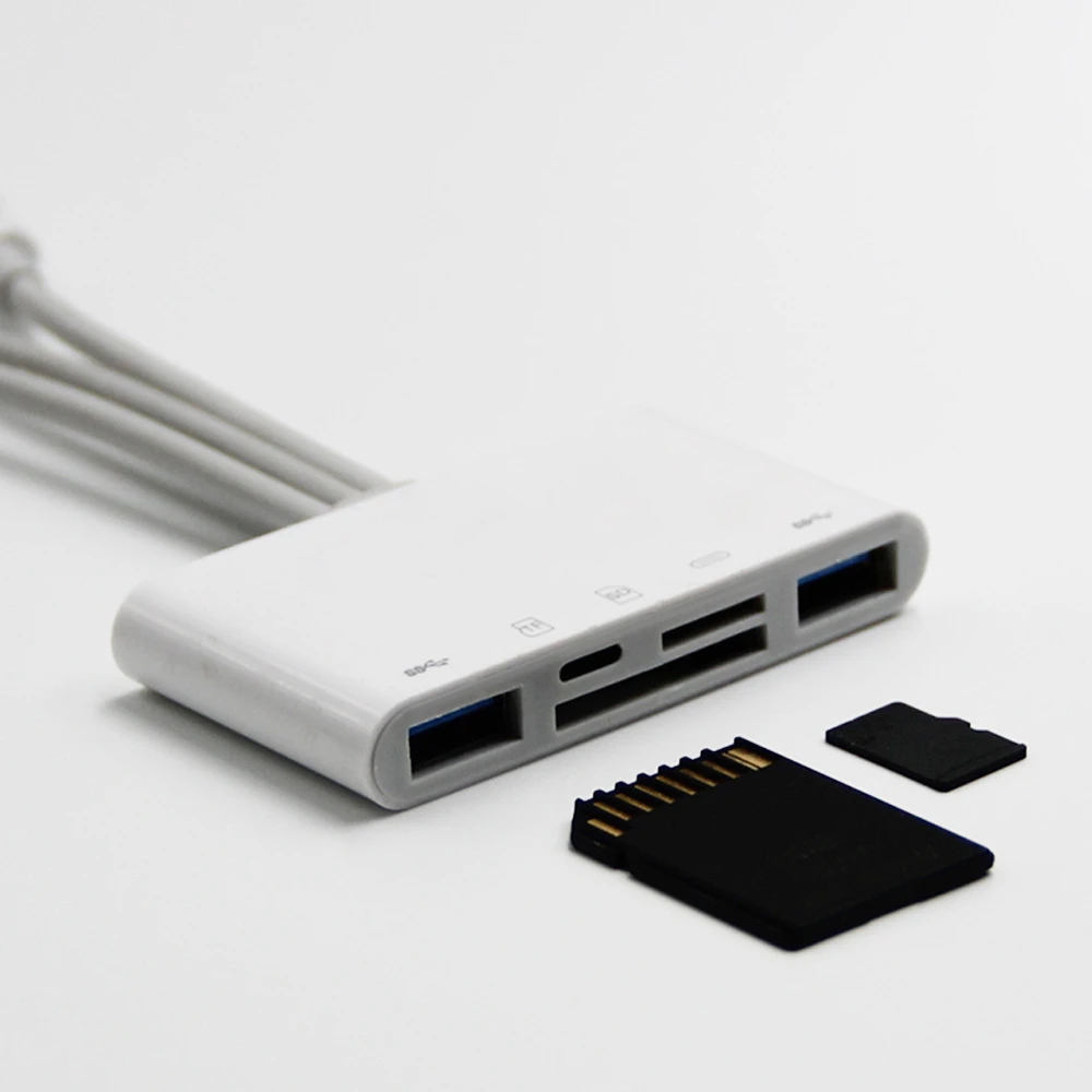 8in1 USB LT SD TF Card Reader สำหรับ iPhone Micro โทรศัพท์ Multi-Function Adapter Converter HUB