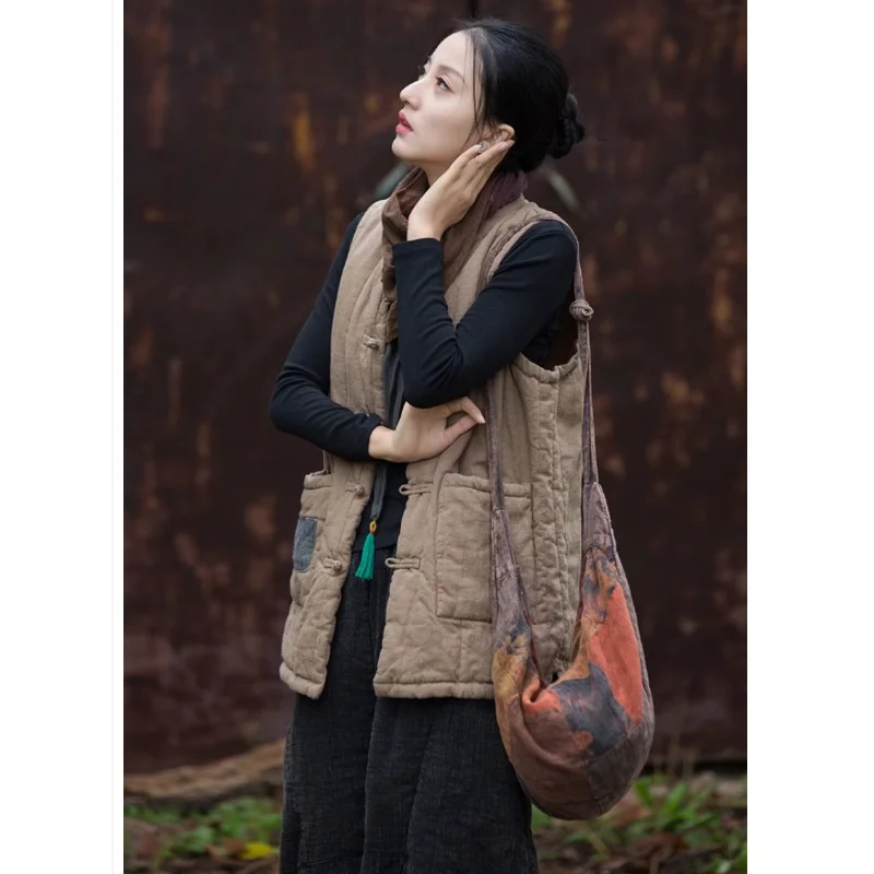 القطن الكتان الخريف والشتاء الملابس النسائية الجديدة تحسين فضفاض القطن مبطن الدافئة اللون مطابقة سترة سترة