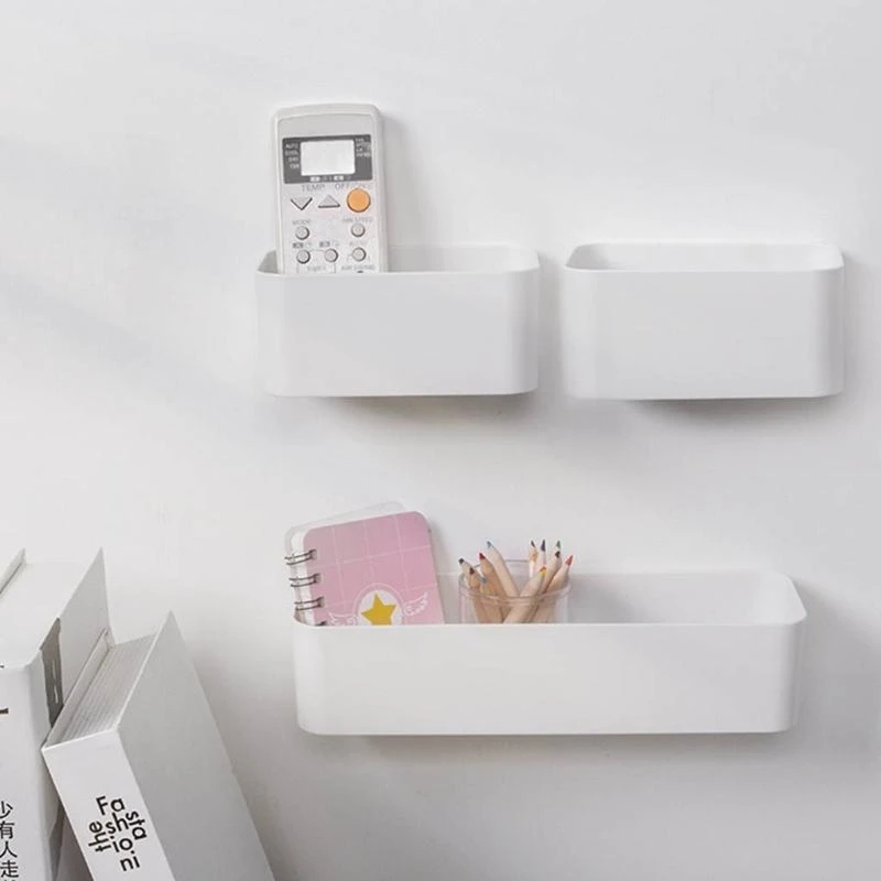 

Floating Shelf Wall Mounted Plastic Storage Bin Adhesive Home Decor