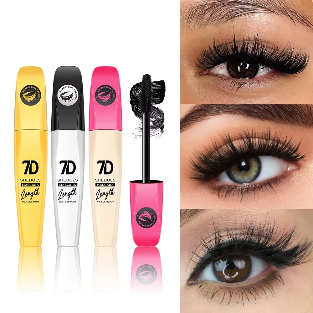7D-Faser-Mascara-Set, wasserfest, langlebig, Curling-Mascara, schweißfest, wischfest, schlankmachende Basis-Mascara für alle Hauttypen