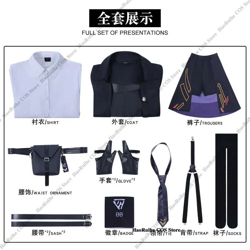 Em estoque jogo amor e espaço profundo anime cosplay traje preto moda peruca vestido uniforme para mulheres meninas festa de halloween role play