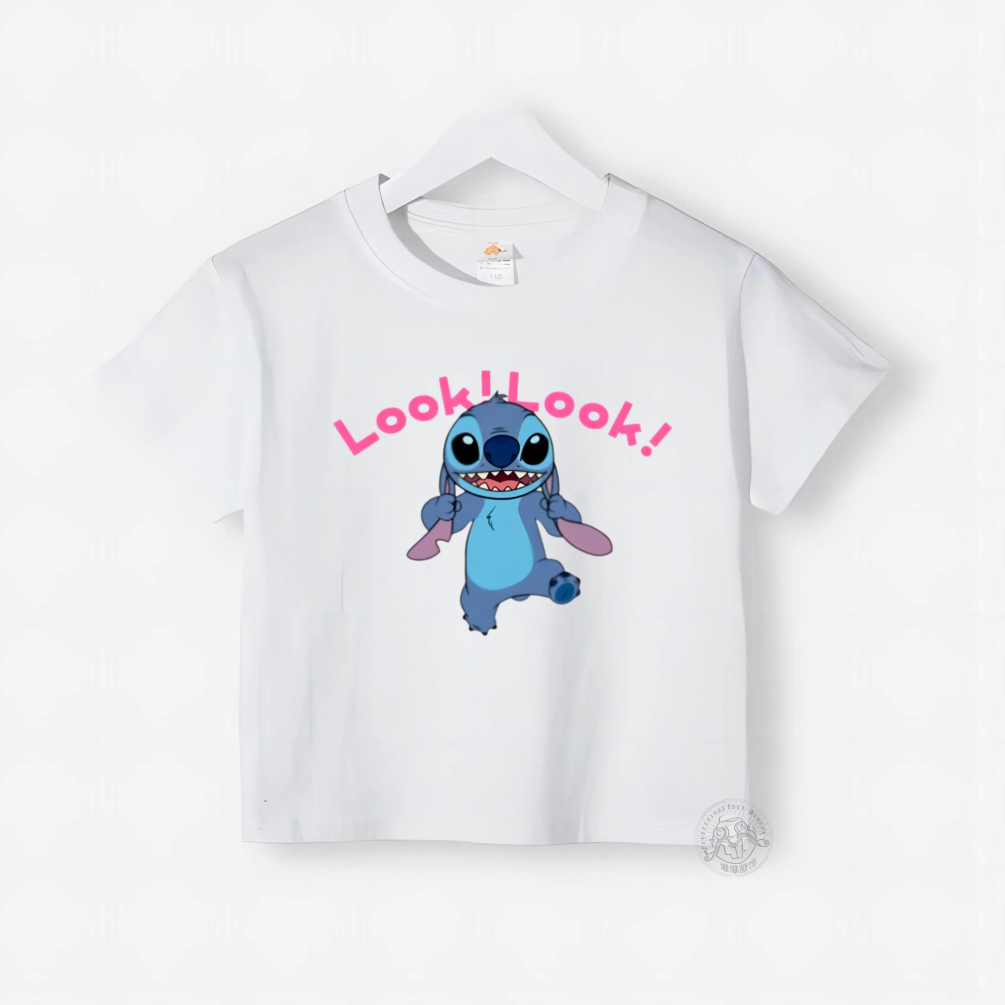 2024 New Summer Star Baby Cartoon Pattern Stitch Stitch Children's Round Neck Short Sleeve T-shirt