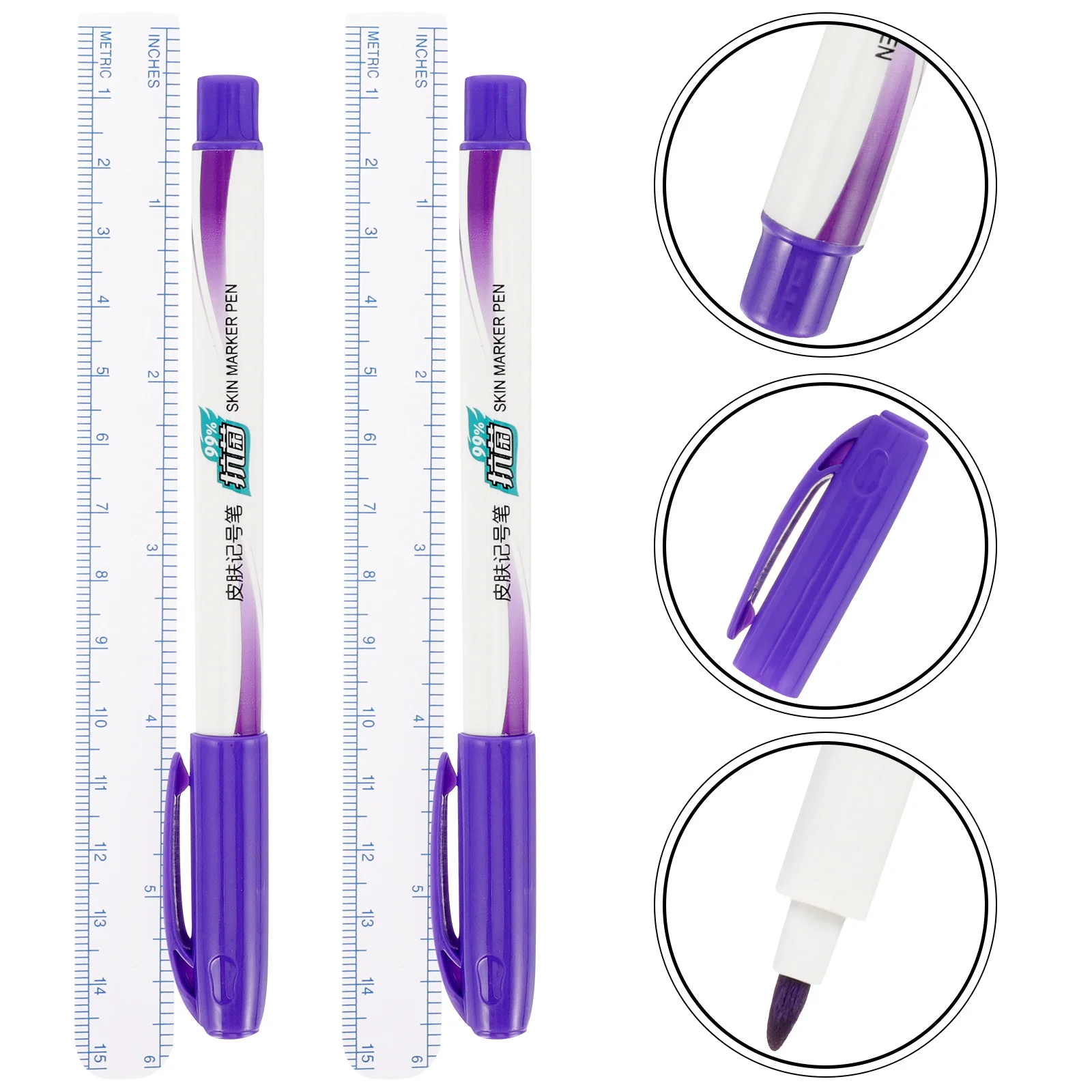 

2Pcs Professional Tattoos Locating Marker Multipurpose Skin Marking Pen Surgery Eyebrow Piercing Positioning Pen