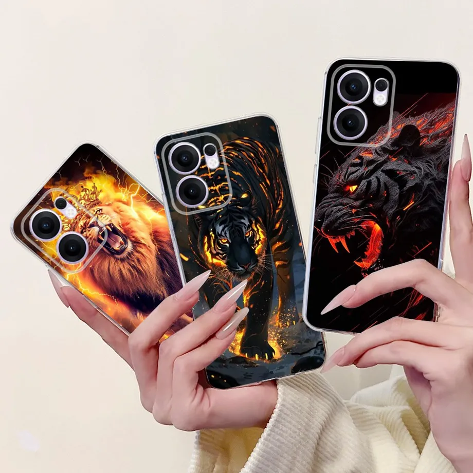 

For Oppo Reno13 F 4G 5G Reno 13 Pro Case Cute Animals Tiger Lion Dragon Cartoon Phone Cover On Reno13 13F Soft Silicone Coque