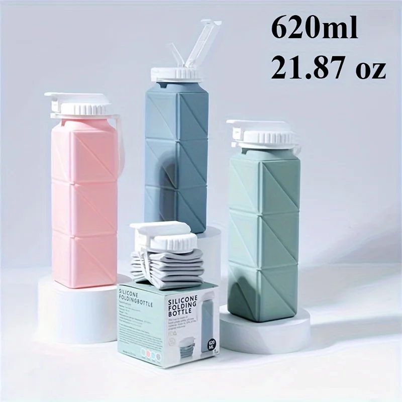 

Silicone Collapsible Water Bottle, Portable Collapsible Retractable Water Bottle, Sports Mug With Straw, Coffee Mug Leak-proof,