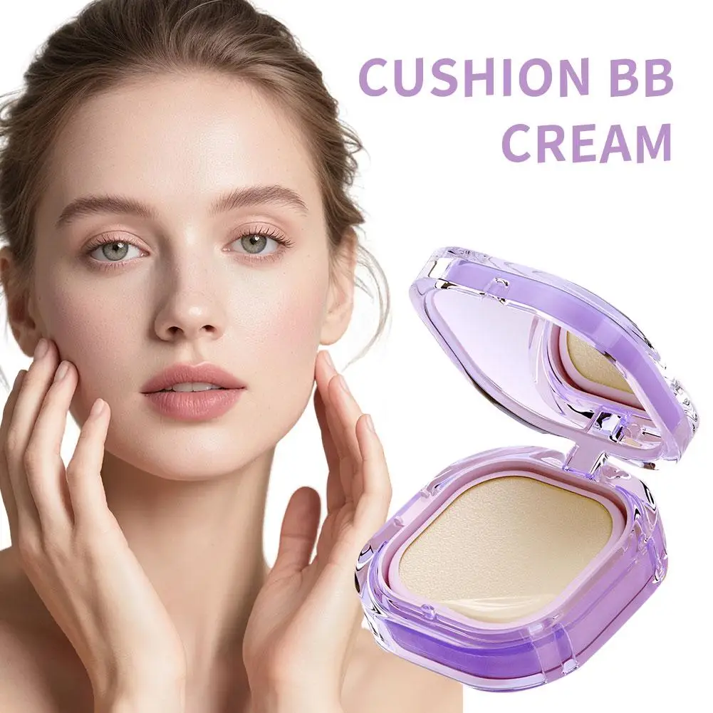 Purple Girl Brightening Liquid Foundation With Air Cushion,Face Lock Makeup CC Cream, Persistent Concealer Waterproof Foundation