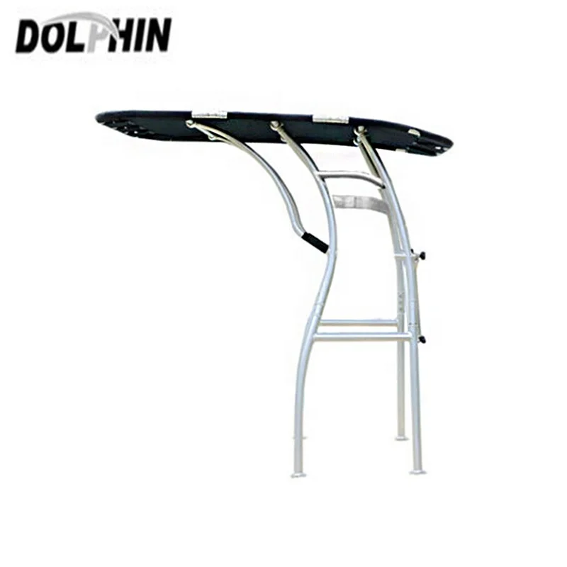 Dolphin Pro3 Extreme Heavy Duty Center Console Boat T Top Anodized Frame W/ Black Canopy Boat Bimini Top