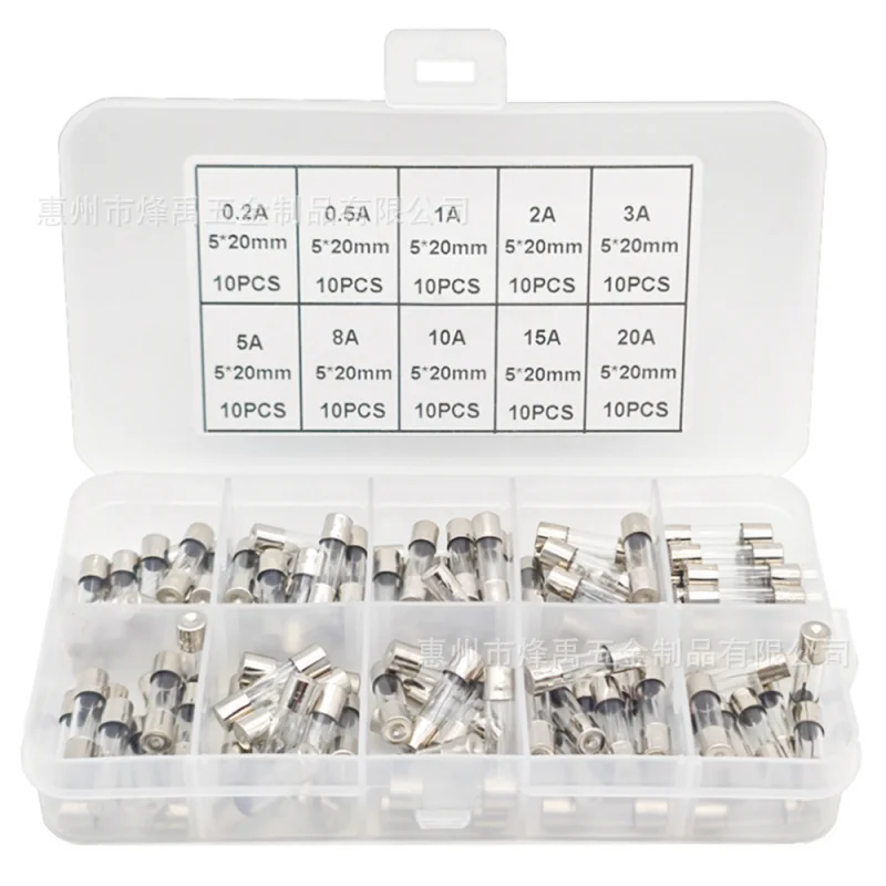 

100pcs 5*20mm Electrical Fuse Kit Fast Acting 0.2-15A Glass Fuse Tube