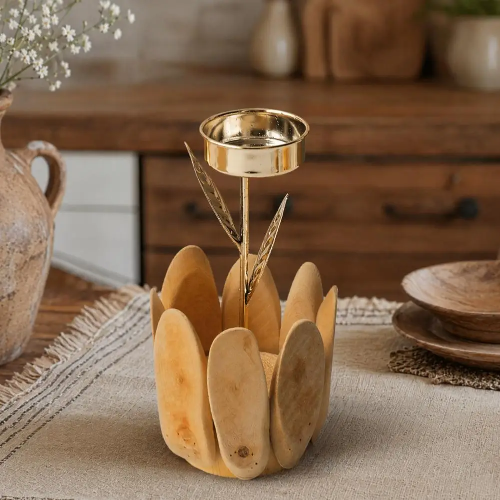 Matte Finish Wood Candle Holder Log Glass Candle Holder Rustic Driftwood Candle Holder Handcrafted Wooden Glass for Room