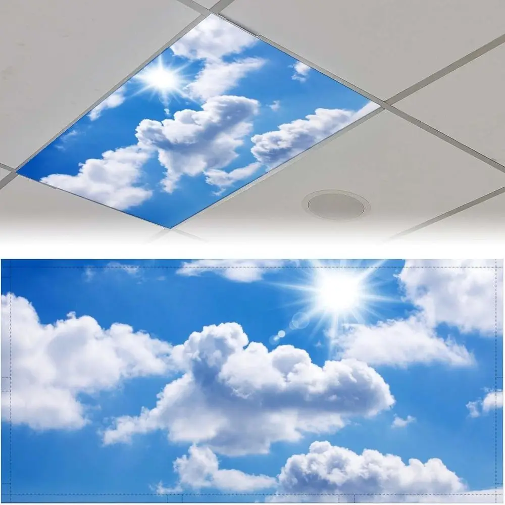 120*60cm Lampshade 19 Styles with 10 Magnetic Buckles Fluorescent Light Covers Anti-glare Cloud Fabric Lampshade Home