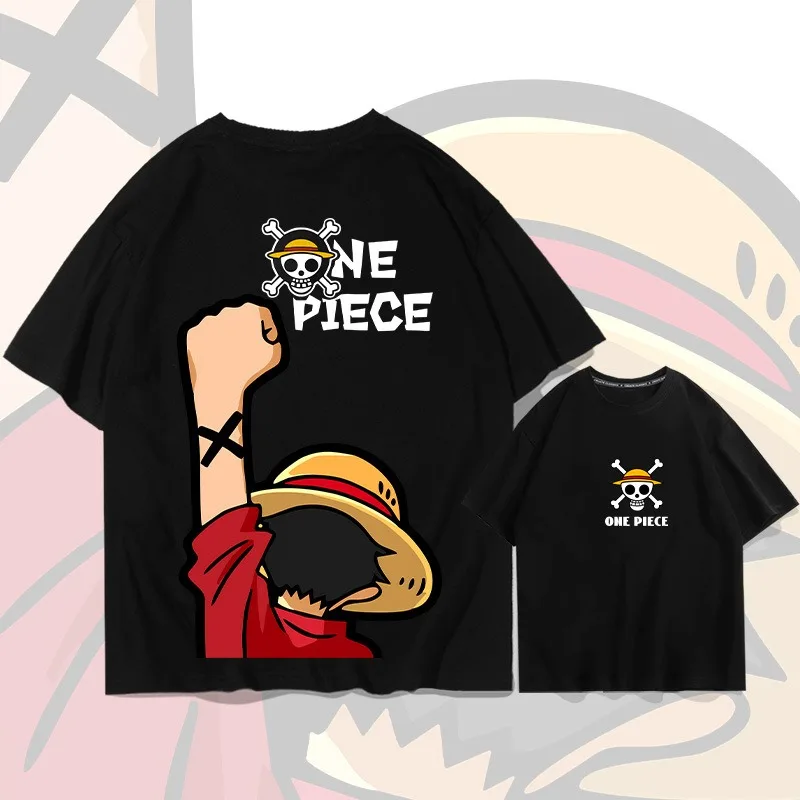 One Piece Monchi D. Luffy animation characters short sleeve T-shirt men's cotton loose youth half sleeve trend top summer dress