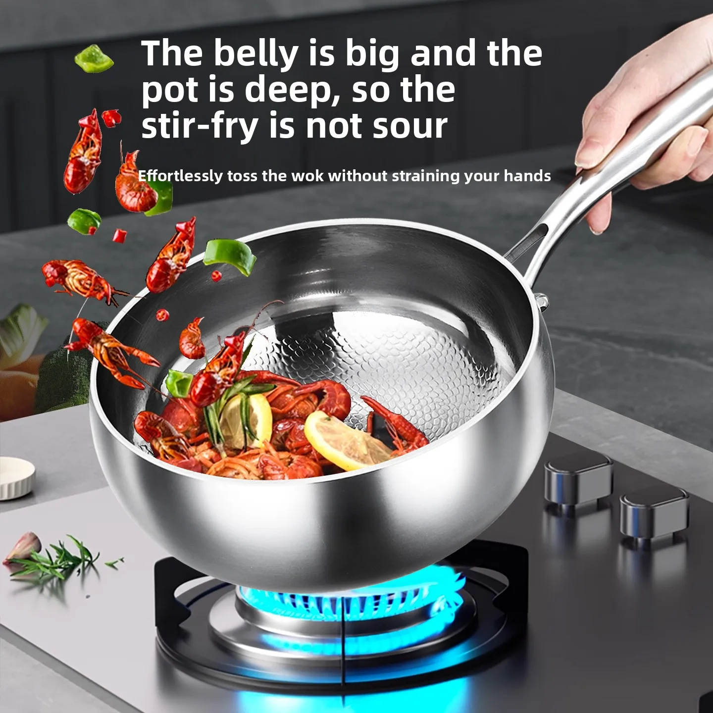 There Are Titanium Belly Pans Household Uncoated Non-Stick Titanium Induction Cooker Hammer Pattern, Titanium Small Wok.