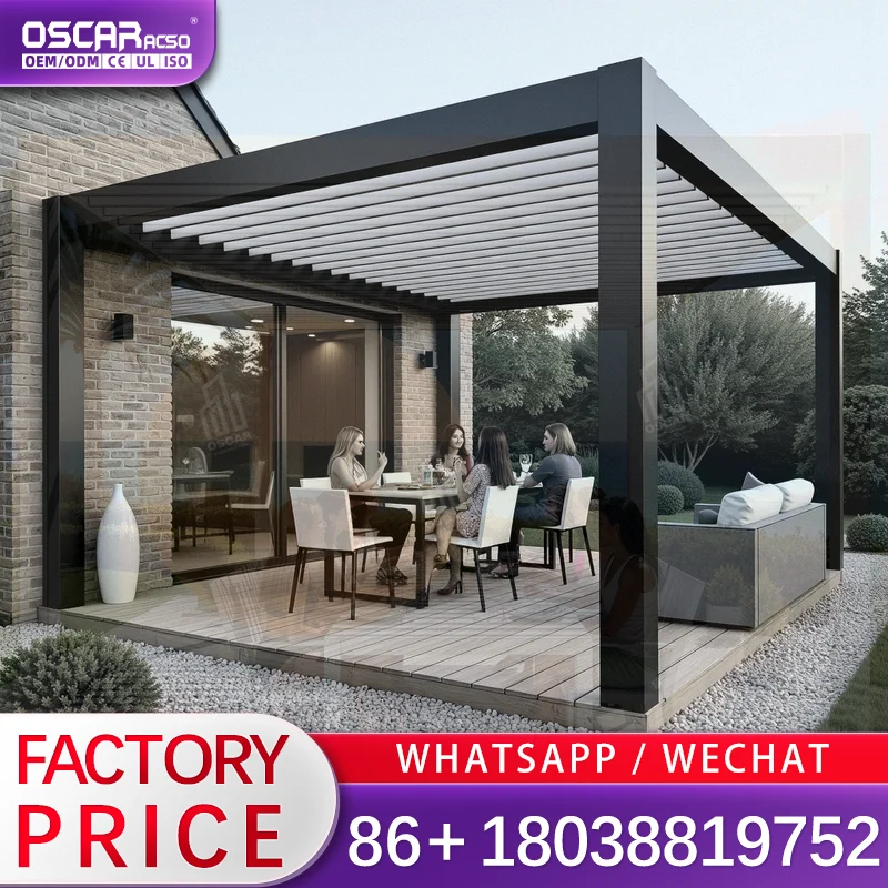 Automatic Remote Control Small Outdoor Aluminum Pergola Gazebo Waterproof PVC Shelter for Garden Pavilion Patio Backyard pergola