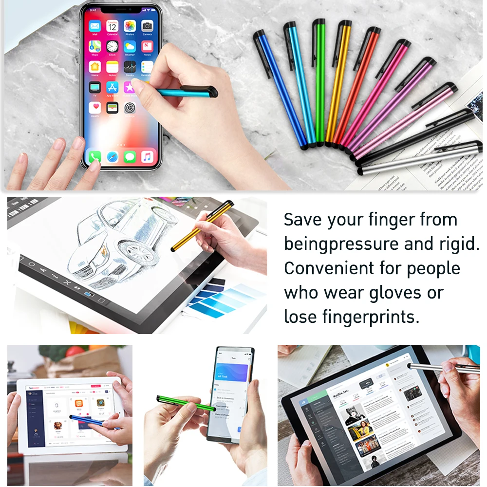 2/10 pezzi penna stilo universale portatile sensibile schermo capacitivo touch pen matita da disegno per iPhone Samsung Xiaomi Tablet PC