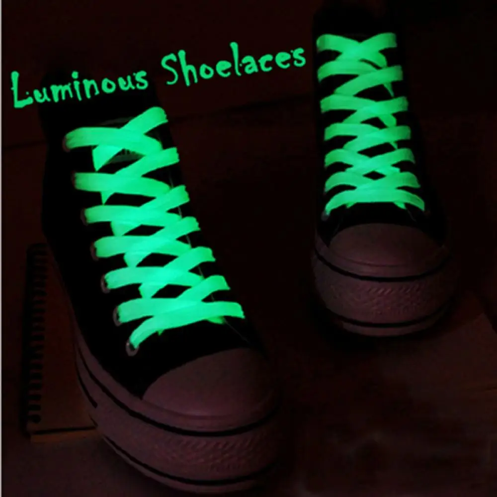 One 100cm Luminous Glow In The Dark Shoelace Flat Athletic Sport Boots Shoe Laces Strings