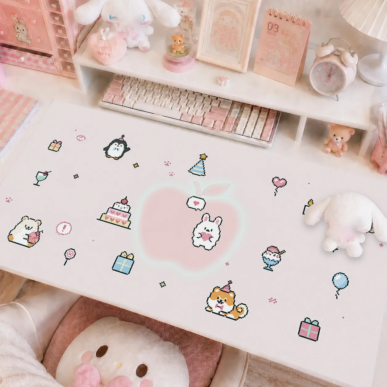 Kawaii Cartoon Pixel Kitten Mo - огляд і ціна Desk Pad Leather Large