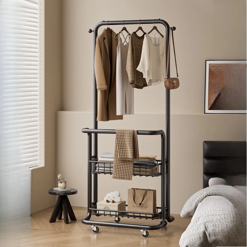 

black metal wall coat rack movable floor-to-ceiling Coat rack for bag household percheros para ropa de pie Living room furniture