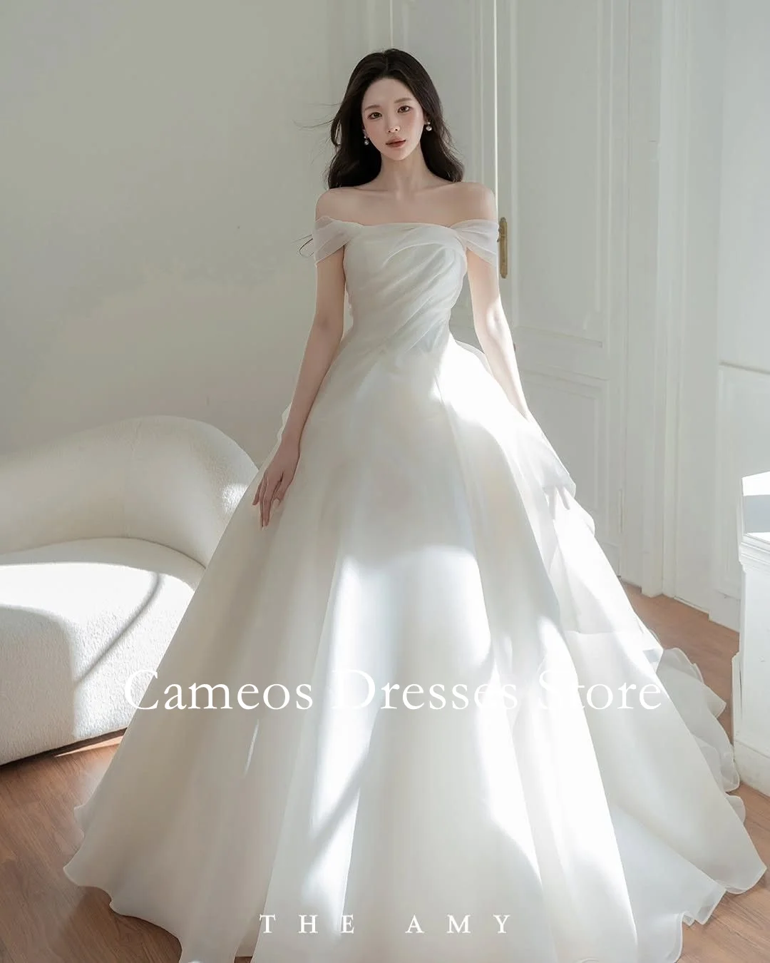 Sondr personalizado fora do ombro mangas curtas a linha vestidos de casamento até o chão espartilho marfim vestidos de noiva femininos