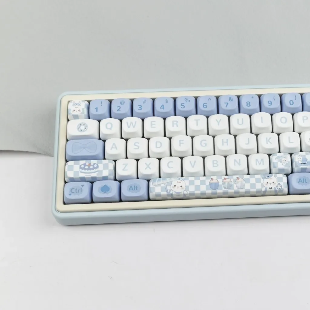 Imagem -06 - Keycaps Azuis para Teclado Mecânico Pbt Sublimação de Corante Bonito Adequado para Meninas Interruptores mx Perfil Moa