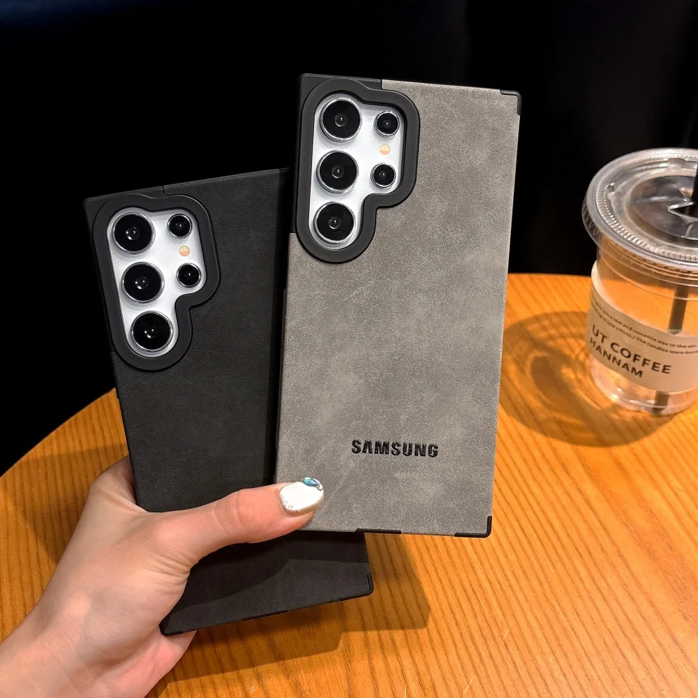 Luxury for Magsafe Matte Suede Leather Case For Samsung S26 S24 S25 S23 Ultra Plus Magnetic Wireless Cahrging Protection Case