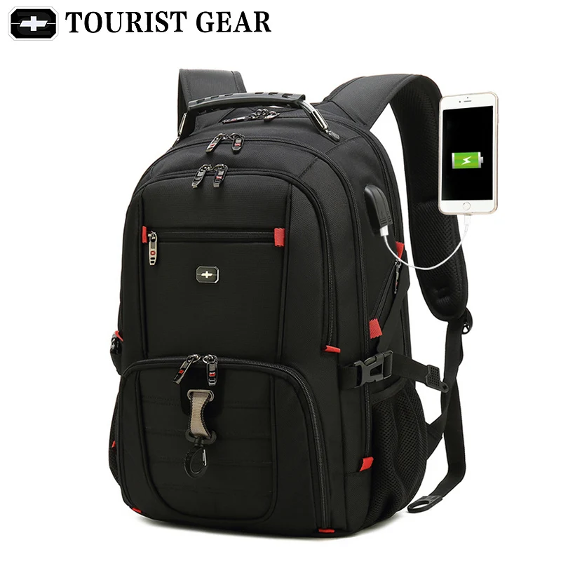 men's swiss backpacks travel bag business anti theft backpack men mochila USB Charging 15.6 17 inch Laptop Backpack waterproof