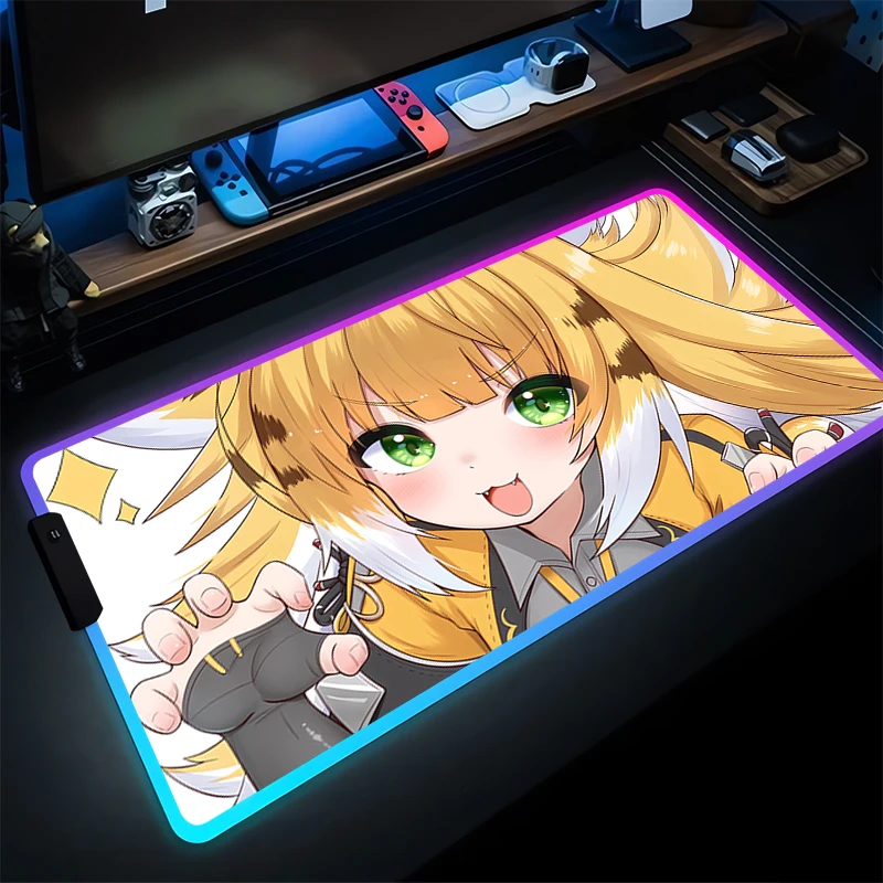 RGB Mouse Pad Anime Gamer Gaming Accessories Zenless Zone Zero Keyboard Pad LED PC Computer Kawaii Ju Fufu Desk Mat ZZZ Mousepad