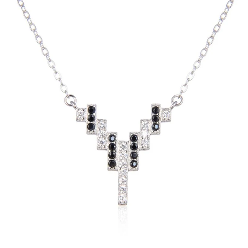 Shiny Zircon Geometric Heart Temperament 925 Sterling Silver Clavicle Chain Female Necklace NE607