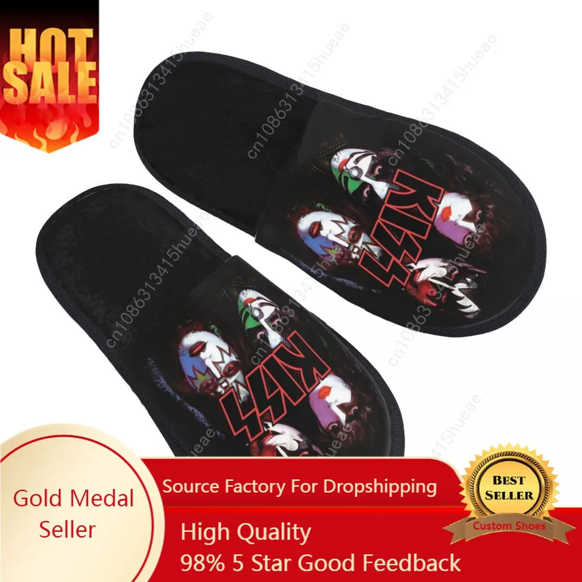 

Heavy Metal Kiss Band Comfort Scuff With Memory Foam Slippers Women Rock And Roll Spa House Shoes