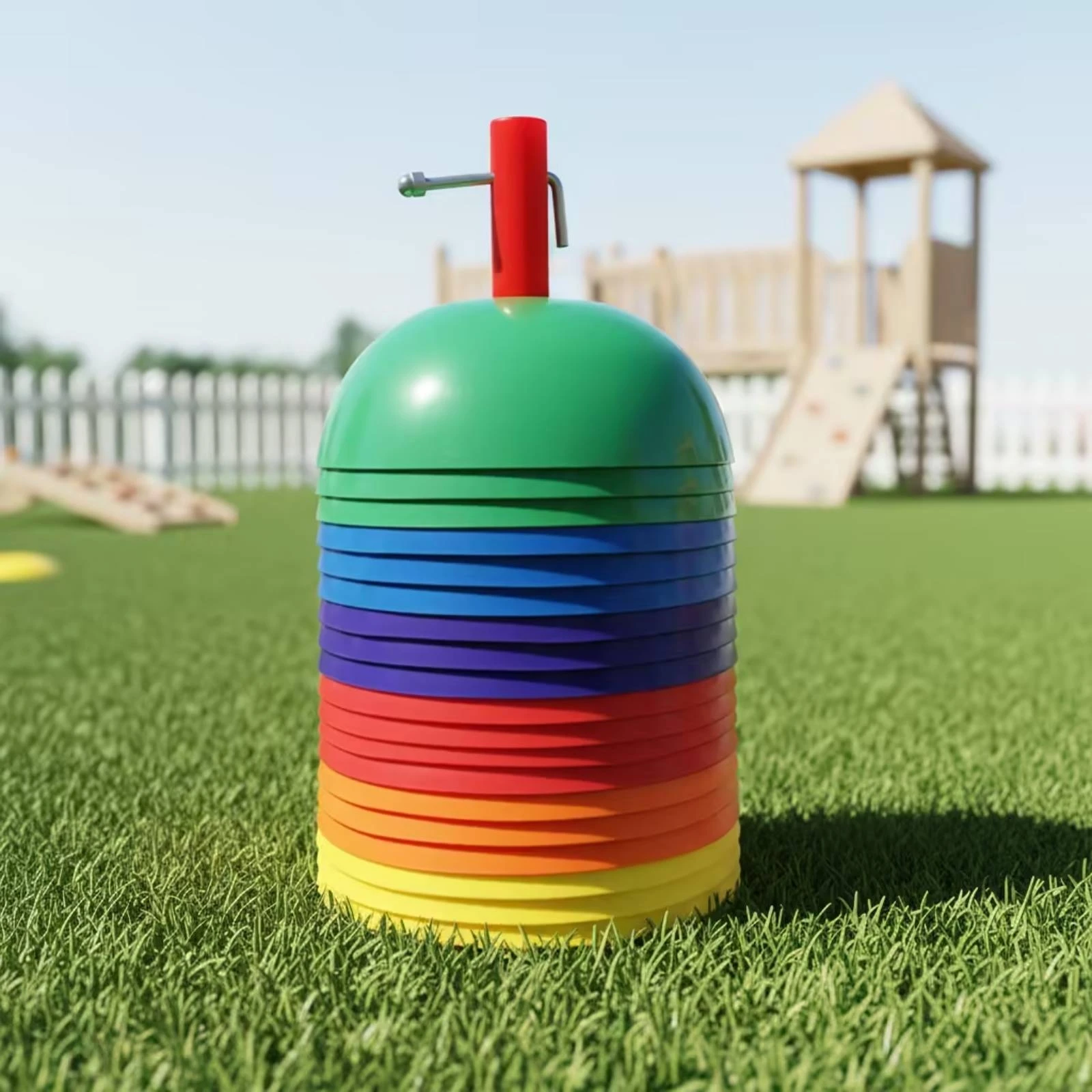 18 Pieces Dome-Top Marker Barrels Sensory Stackable Balance Pods Obstacle Markers Plastic Play Equipment Molded for Children
