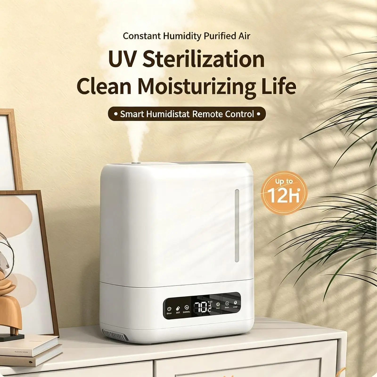 Air Humidifier Silent Top Fill Desktop Humidifier Cool Mist Humidifier Essential Oil Diffuser for Nursery Hotel Living Room