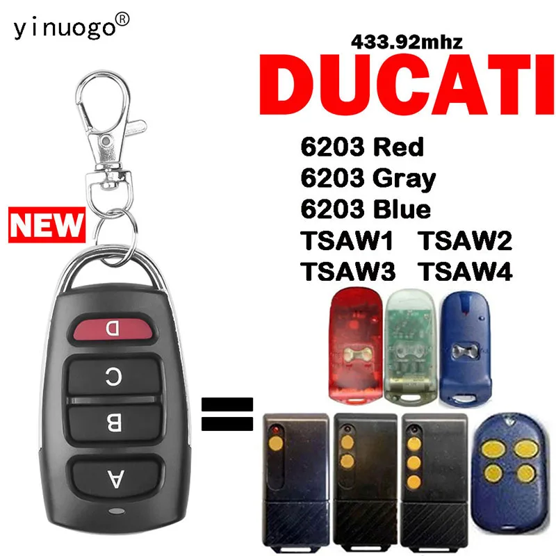 For DUCATI TSAW4 TSAW3 TSAW2 TSAW1 6203 Remote Control Garage Door Opener 4 Buttons 433.92MHz Fixed Code DUCATI Remote Control