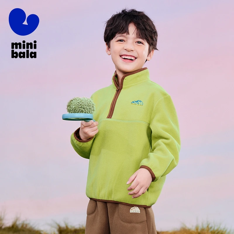 Mini Bala Polar Fleece Sweatshirt for Boys and Girls 2024 Winter New Product Outdoor Top