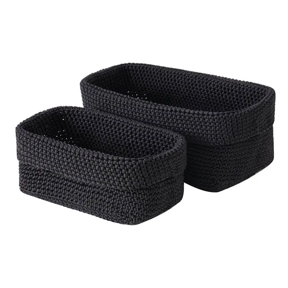 Weaving Storage Basket Nordic Ice Silk Thread Rectangle Fruit Basket Two Size Large Capacity Desktop Organizer Basket