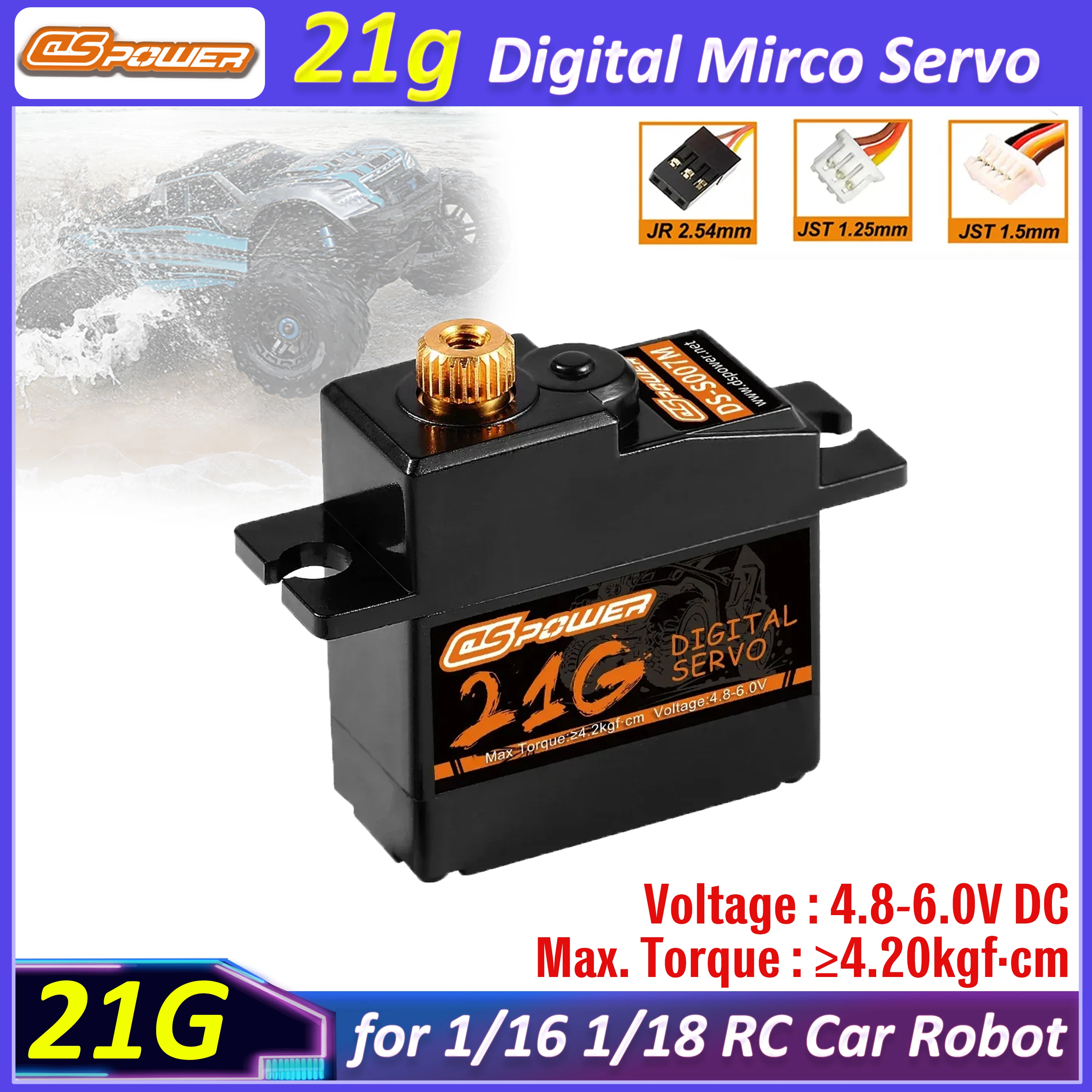 DSPOWER 21G Digital Micro Servo Metallgetriebe Wasserdicht für 1/16 1/18 RC Auto Boot Roboter Wltoys MJX Hyper Go MN99S MN78 MN168 MN82